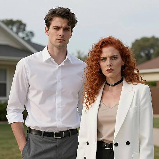 Outdoor Encounter of Two Distinct Figures