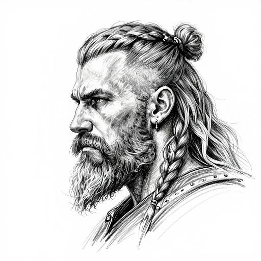 Detailed Viking Warrior Pencil Portrait