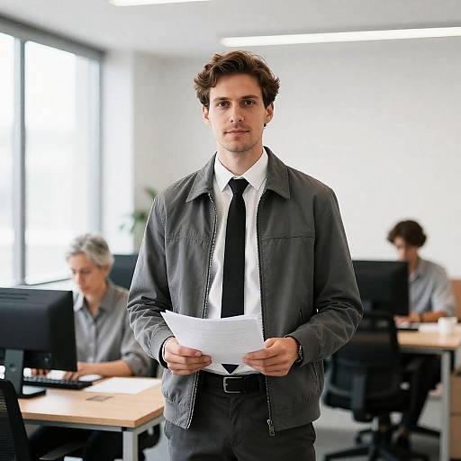 Modern Office Scene with Key Figure