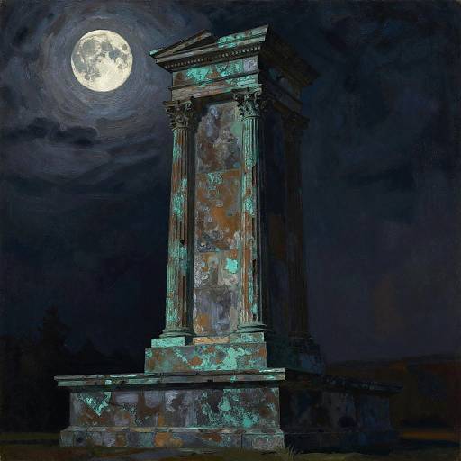 Expressionist Moonlit Ancient Monument
