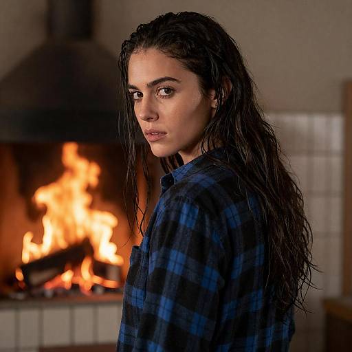 Moody Woman by the Fire