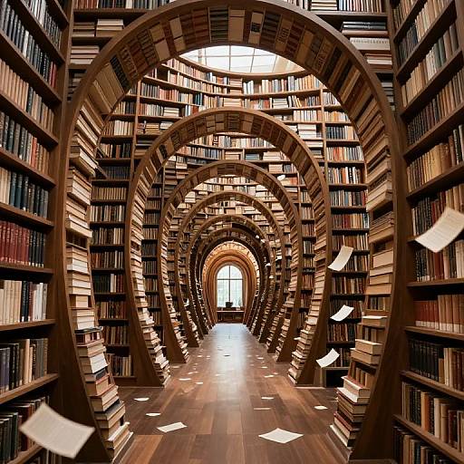 Surreal Labyrinthine Library Spiral
