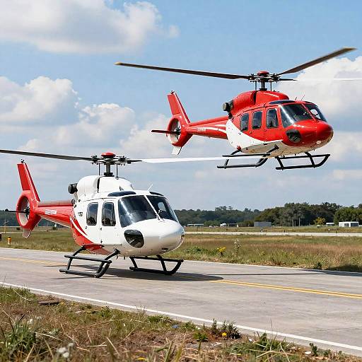 Dynamic Dual Red-White Helicopters