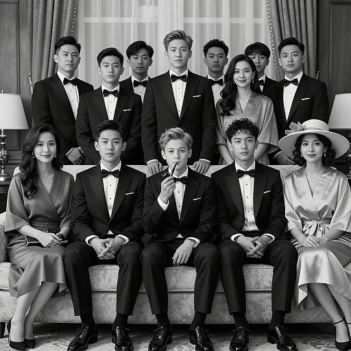 Elegant Gathering in Black and White