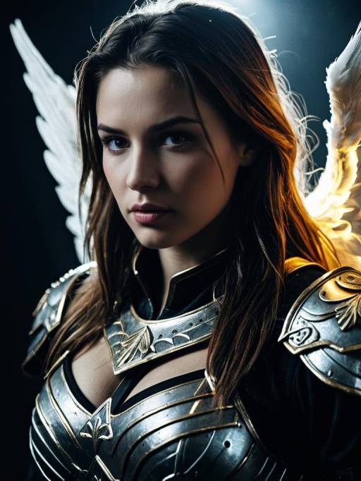 Warrior Angel Woman Close-Up Portrait