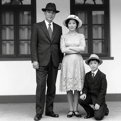 Vintage Black-and-White Family Portrait