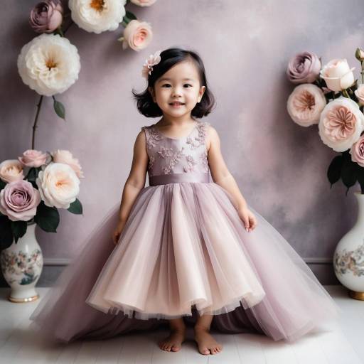 Smiling Little Girl in Elegant Pink Dress