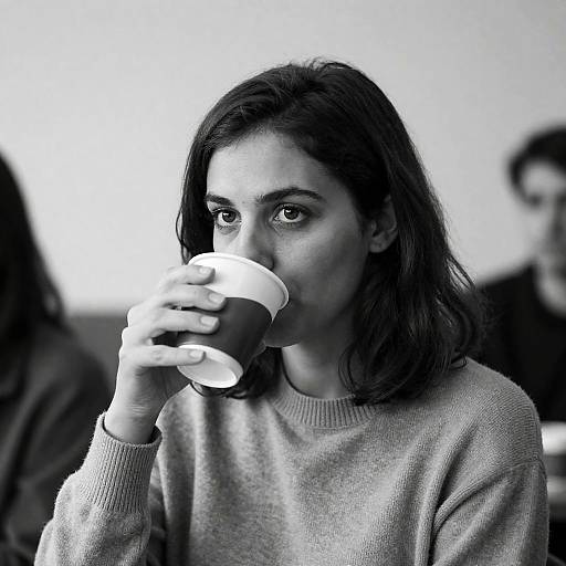 Intense Woman in Ribbed Sweater Portrait