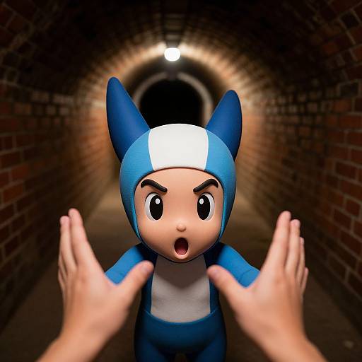 Shy Guilmon in Dark Brick Tunnel