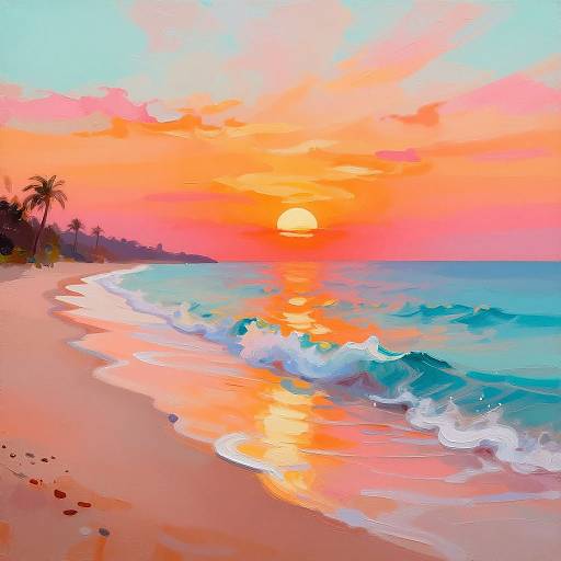 Vibrant Abstract Beach Sunset Painting