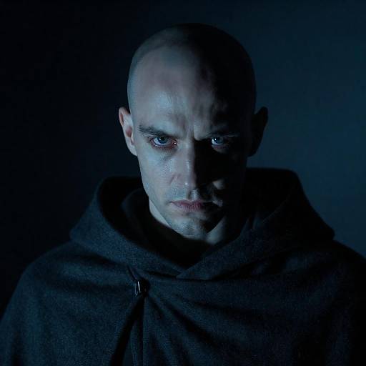 Mysterious Bald Man in Blue Light