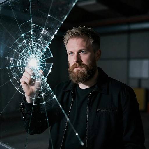 Bearded Man with Blue Shattered Reflection