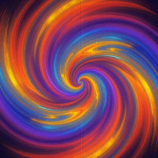 Vibrant digital abstract artwork featuring swirling, colorful spirals in red, orange, yellow, blue, and purple, creating a dynamic, hypnotic