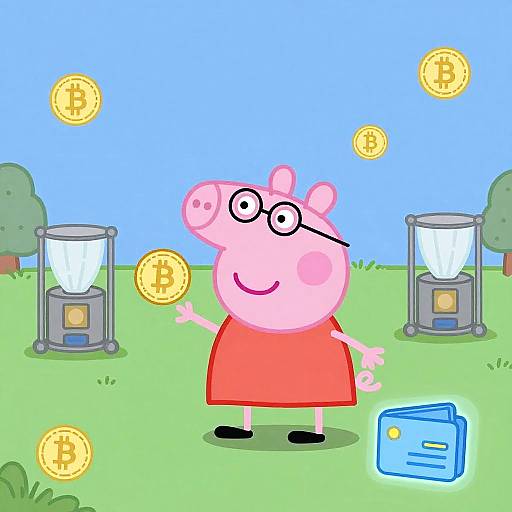 Peppa Pig in Futuristic Crypto World