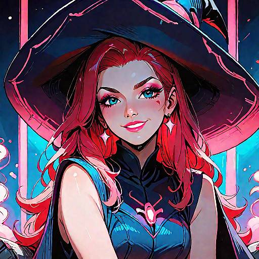 Neon Witch Girl with Magical Glow