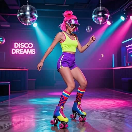 Neon Roller Disco Dance Girl