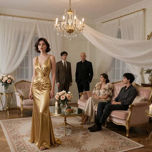 Elegant Living Room with Stylish Guests