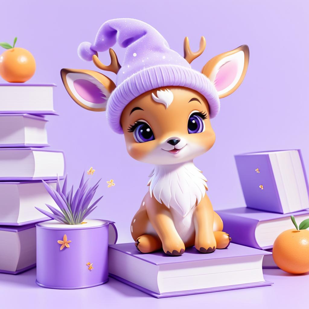 Adorable Baby Deer with Lavender Wings