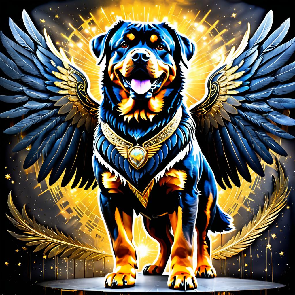 Celestial Rottweiler: Graffiti Art Concept