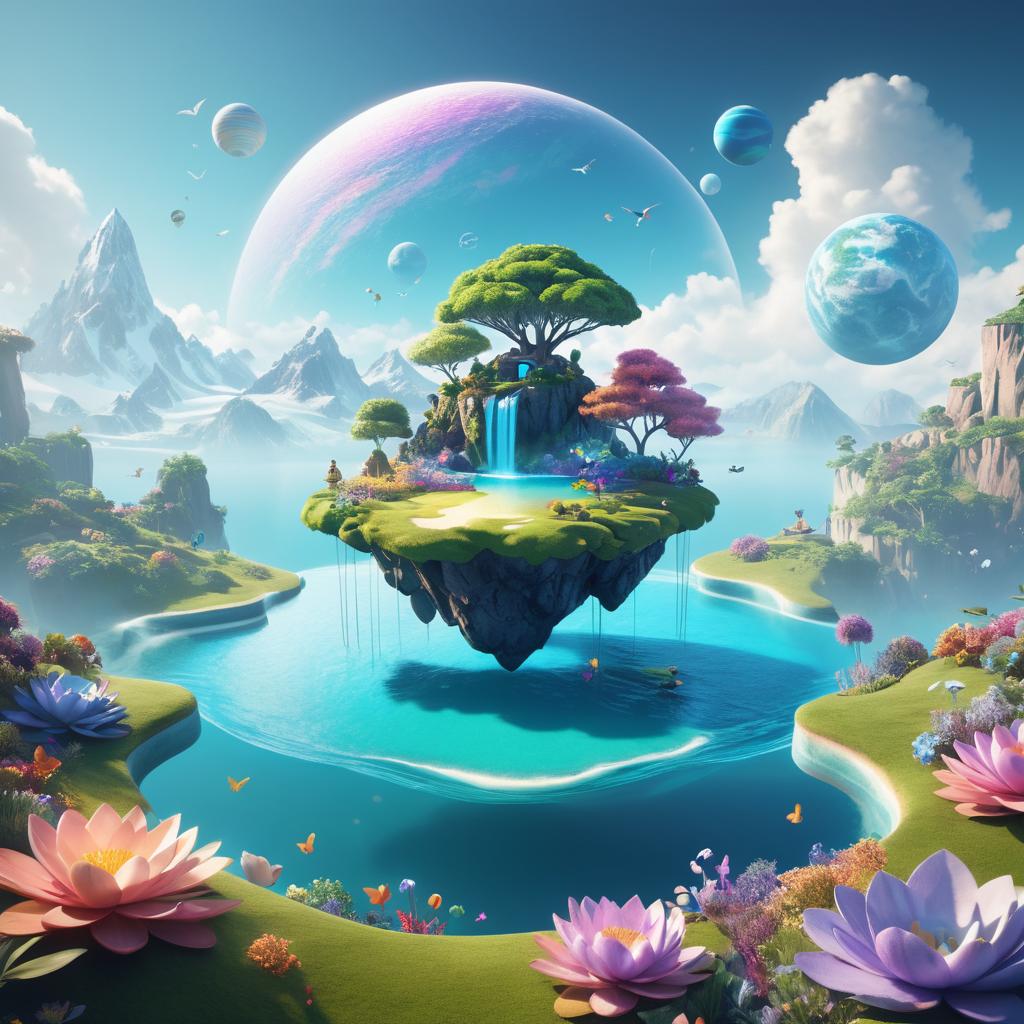 Whimsical Floating Island of Imagination