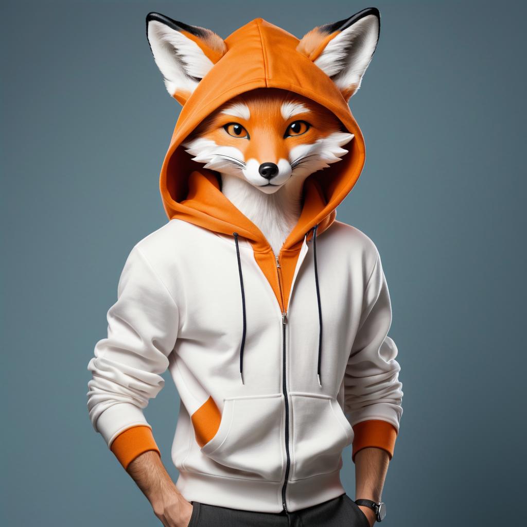 Charming Anthropomorphized Fox in Hoodie