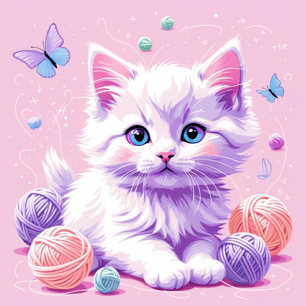 Playful Kitten Portrait with Pastel Colors