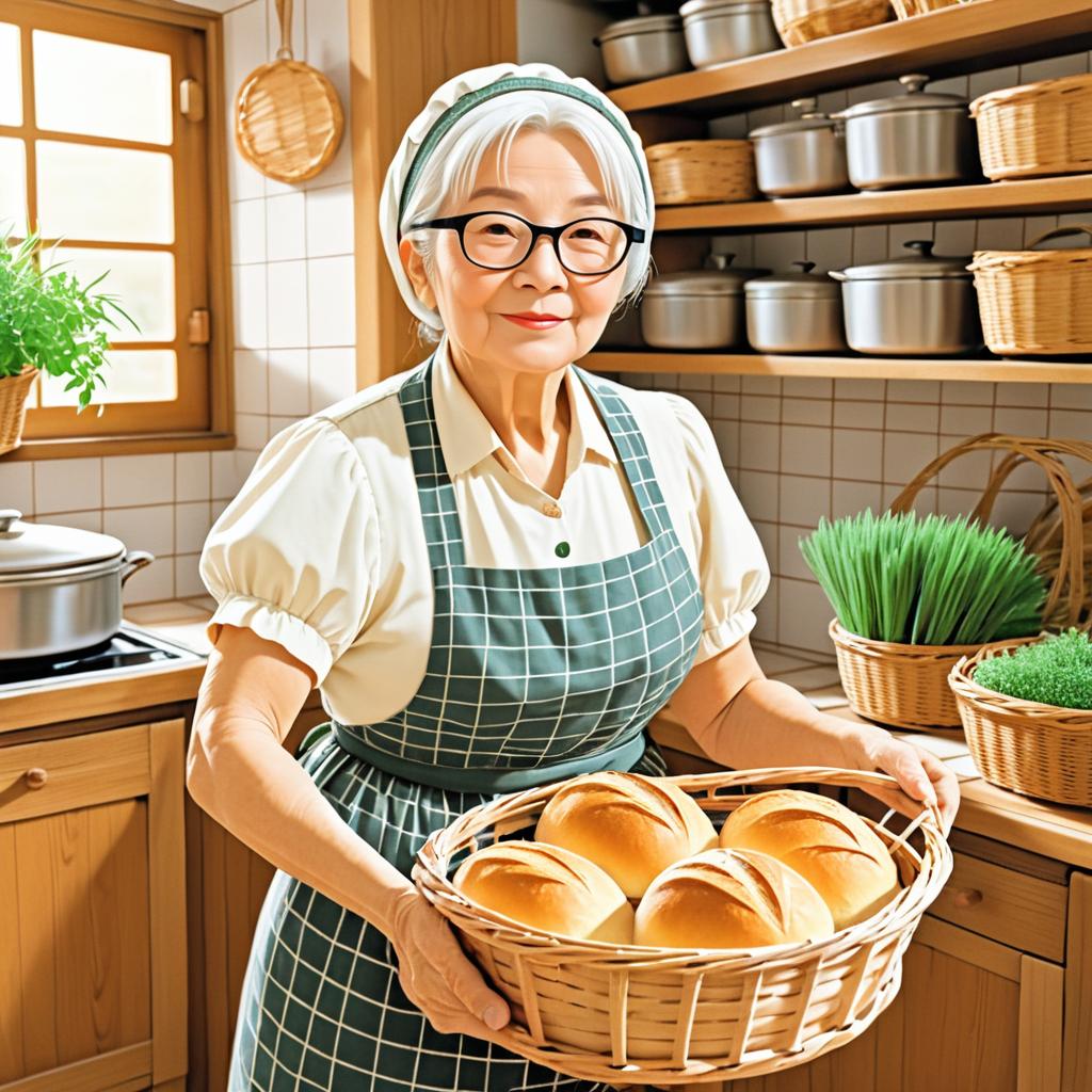 Whimsical Bakery Scene in Manga Style