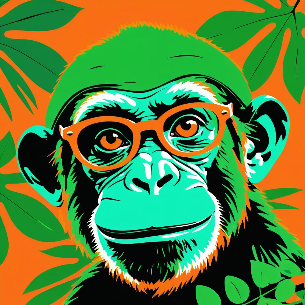 Cheeky Monkey Portrait in Warhol Style