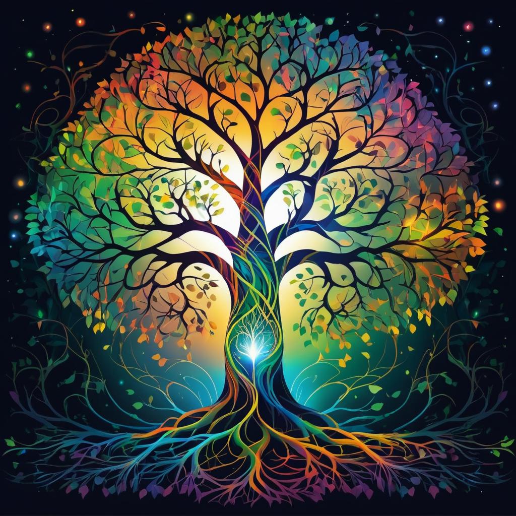 Vibrant Graphic of Intertwined Tree Energy