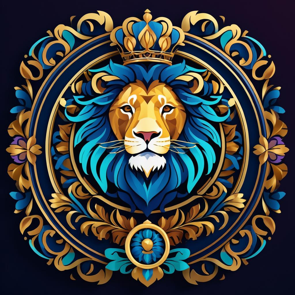 Regal Lion Logo in Mucha Style