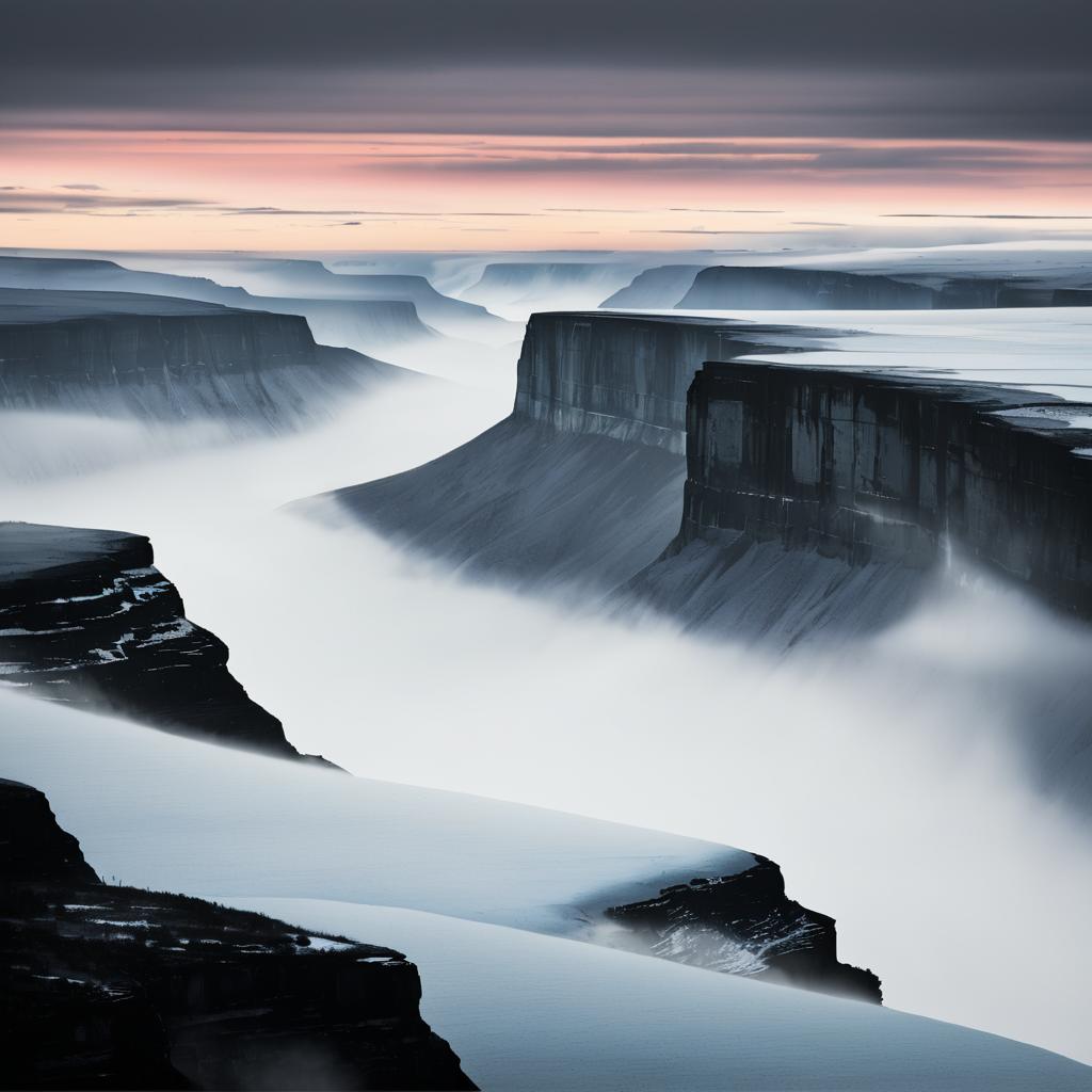 Ethereal Dawn Over Subzero Cliffs