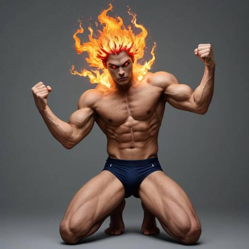 Defiant Muscular Boy with Fiery Hair