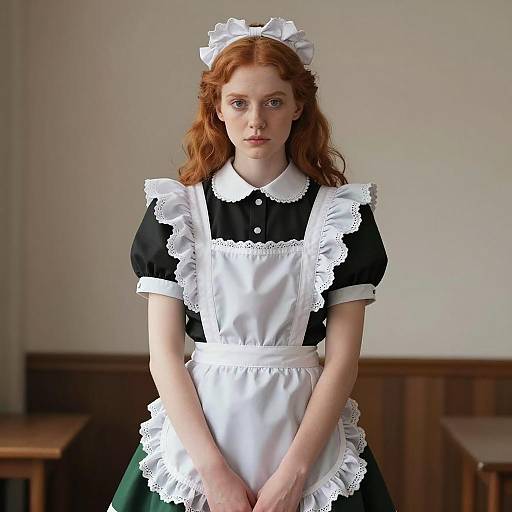 Young Woman in Classic French Maid Dress
