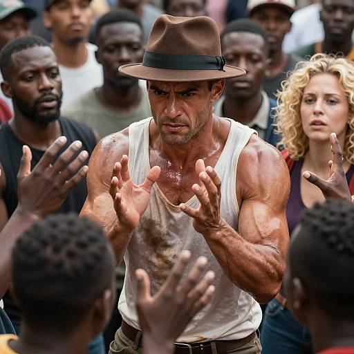 Dynamic Crowd Interaction with Strong Man