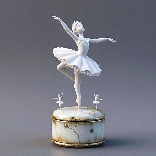 Porcelain Ballerina Marionette in Music Box