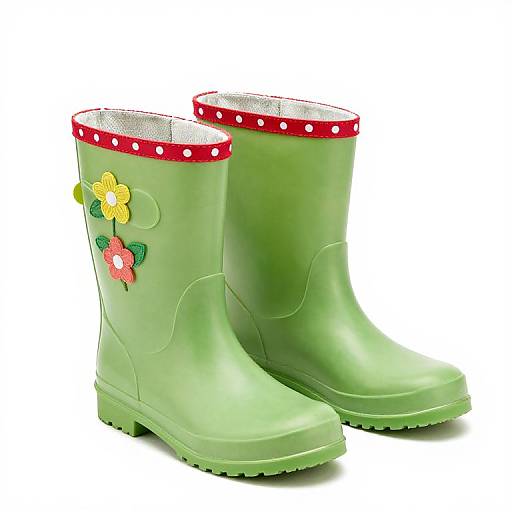 Vibrant Floral Green Rain Boots