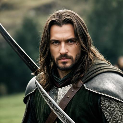 Medieval Warrior in Aragorn Costume with Sword