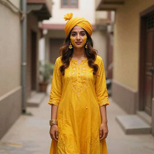 Woman in Yellow Turban Alleyway