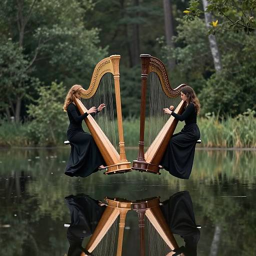 Timeless Harp Duel Above Lake