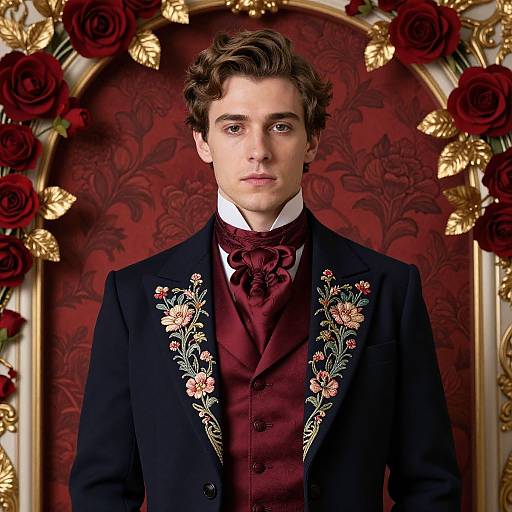 Victorian Gentleman in Floral Elegance
