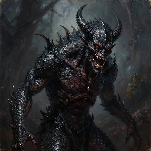Cinematic Black-Scaled Demonic Closeup Portrait