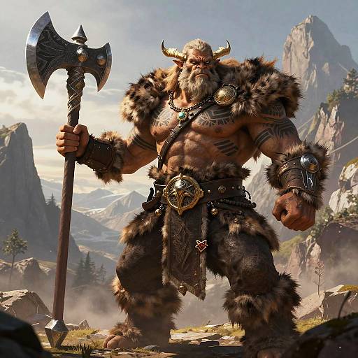 Goliath Barbarian Warrior in Mountains