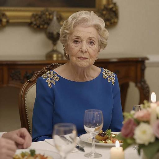 Elegant Dining Scene with Elderly Woman