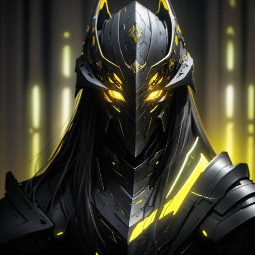 Futuristic armored warrior with glowing eyes