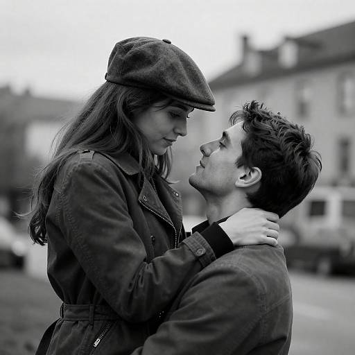 Black-and-white Intimate Couple Embrace