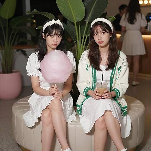 Women in White Dresses on Ottoman