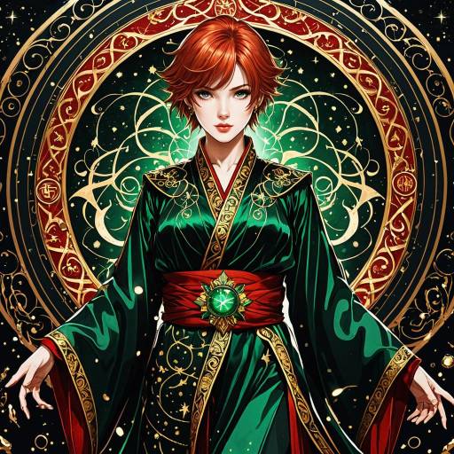 Anime Mage in Ornate Silk Robe