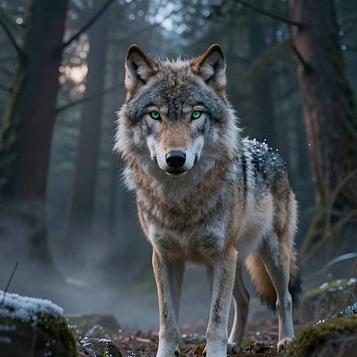 Cinematic Silver Wolf Twilight Portrait