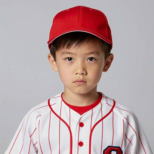 Young Boy in Vintage Baseball Uniform