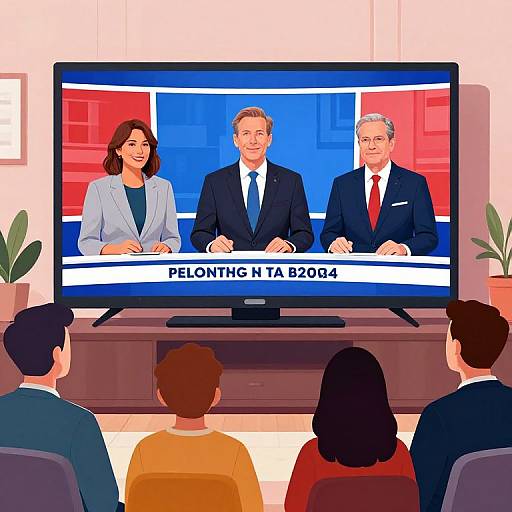 Family Watching Political Debate Illustration